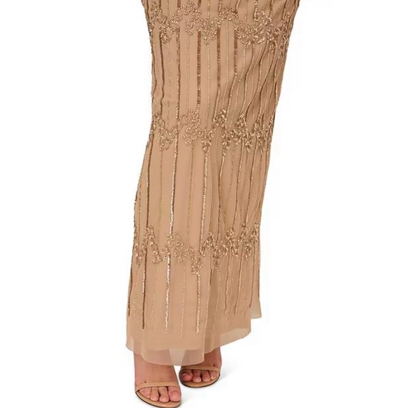 Beaded Short Flutter Sleeve V-Neck Blouson Gown - Picture 4 of 7